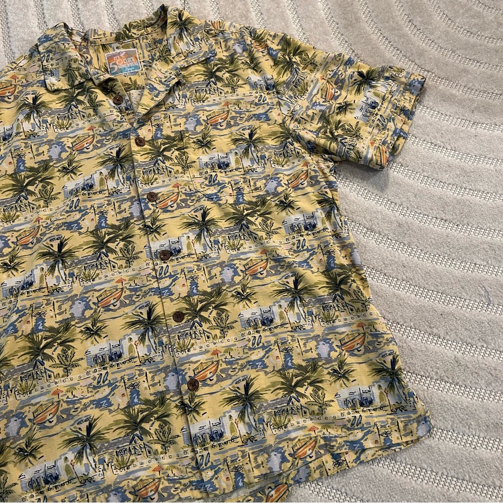 It’s Five O’clock Somewhere 100% Silk Tropical Beach Hawaiian Button Shirt - L - Picture 4 of 9